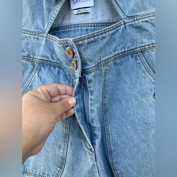 Saylor Nia denim Jumpsuit overall size small - Picture 8 of 15